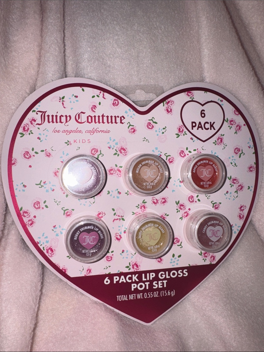 Juicy Couture Kids 6-Pack Lip Gloss Pot Set — Pink Floral Packaging